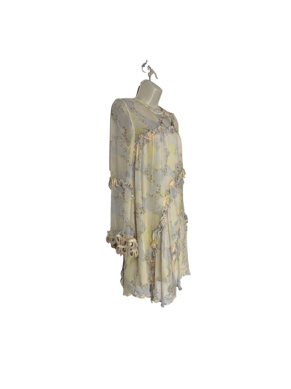 Stevie May Anthropologie Floral Mini Dress XS Yellow Boho Ruffle Cottagecore - Picture 5 of 14